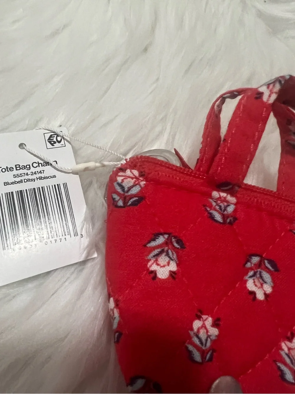 Vera Bradley x Target Red Mini Quilted Tote Keyring